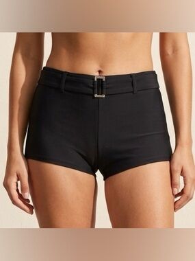 George Black Mid Rise Swim Shorts Belted Buckle Detail Plus Size 1X GUC